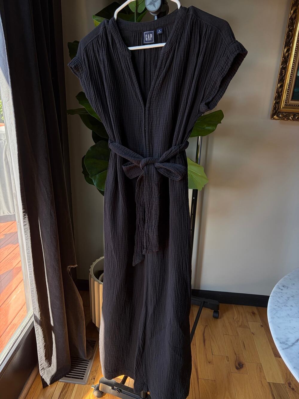 Gap Black Belted Waist Gausy Jumpsuit Sz 2
